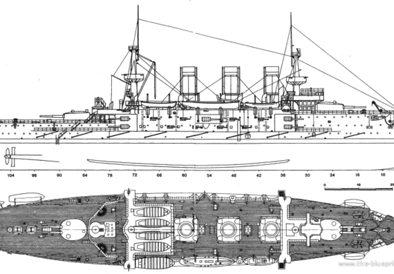Ship Russia Peresvet (Battleship) (1901) - drawings, dimensions, pictures