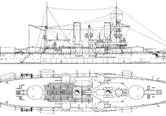 Ship Russia Petropavlovsk (Battleship) (1898) - drawings, dimensions, pictures