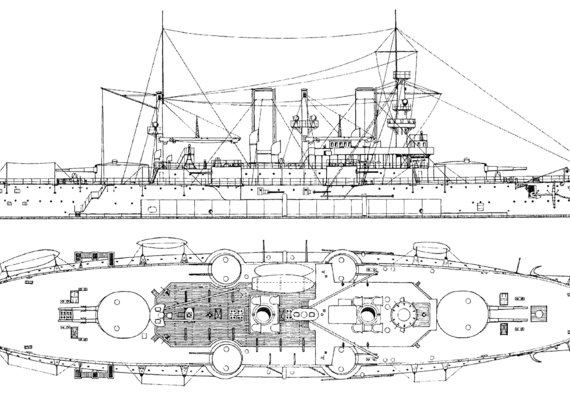 Корабль Россия Poltava (Battleship) (1898) - чертежи, габариты, рисунки