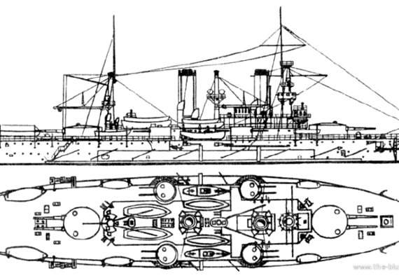 Ship Russia Poltava (Battleship) (1905) - drawings, dimensions, pictures
