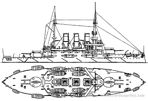 Боевой корабль Россия Potemkin (1905) - чертежи, габариты, рисунки