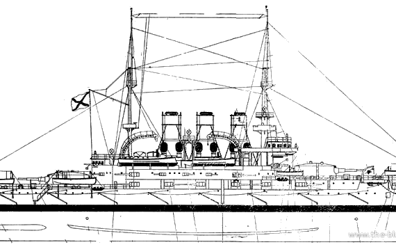 Крейсер Россия Potemkin (Armoured Cruiser) - чертежи, габариты, рисунки
