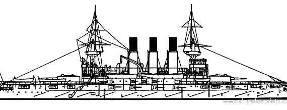 Боевой корабль Россия Retvizan (1904) - чертежи, габариты, рисунки