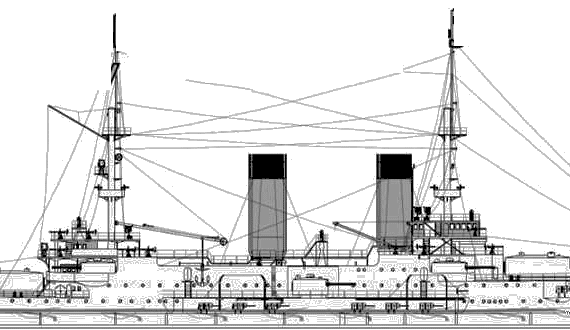 Боевой корабль Россия Retvizan (1905) - чертежи, габариты, рисунки