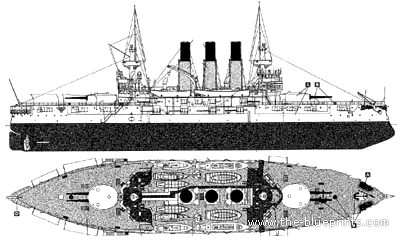 Корабль Россия Retvizan (Battleship) (1901) - чертежи, габариты, рисунки