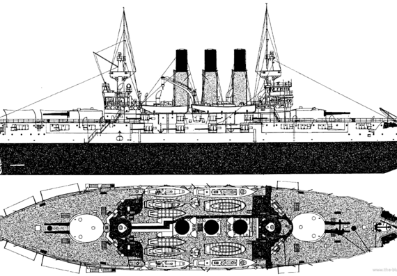 Корабль Россия Retvizan (Battleship) (1902) - чертежи, габариты, рисунки