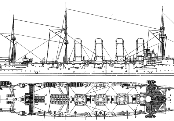 Корабль Россия Rossiya (Armoured Cruiser) (1897) - чертежи, габариты, рисунки
