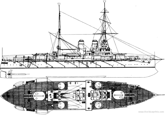 Боевой корабль Россия Rostislav (Battleship) - чертежи, габариты, рисунки
