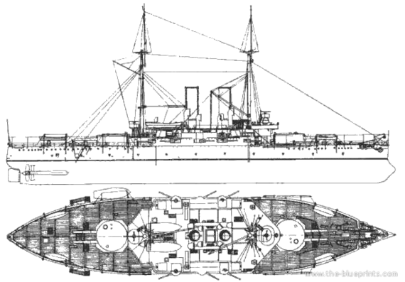 Боевой корабль Россия Rotislav (1894) - чертежи, габариты, рисунки