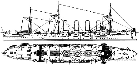 Cruiser Russia (Armored Cruiser) - drawings, dimensions, pictures