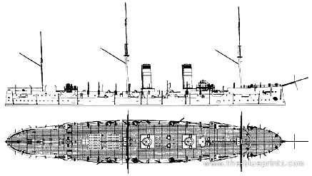 Крейсер Россия Ryurik (Armored Cruiser) (1895) - чертежи, габариты, рисунки
