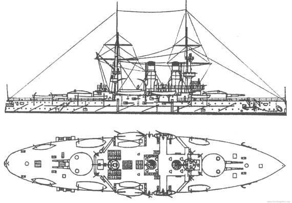 Ship Russia Sisoy Veliky (Battleship) (1896) - drawings, dimensions, pictures