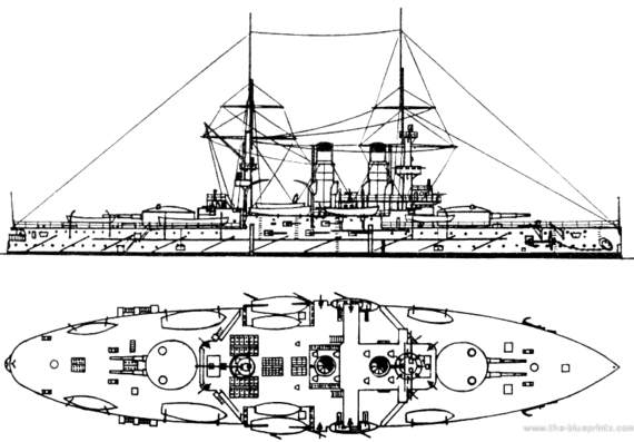 Боевой корабль Россия Sisoyveliky (Battleship) - чертежи, габариты, рисунки