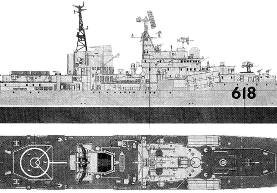 Корабль Россия Sovremenny (956 Class Destroyer) - чертежи, габариты, рисунки