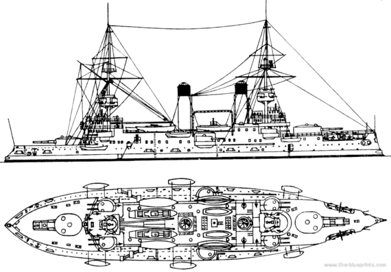 Combat ship Russia Tsesarevich (Battleship) - drawings, dimensions, pictures