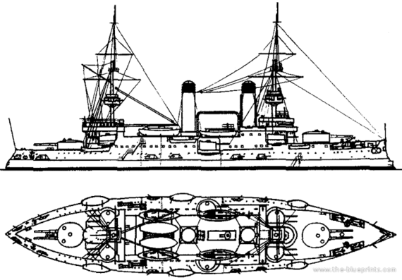 Ship Russia Tsesarevich (Battleship) (1903) - drawings, dimensions, pictures