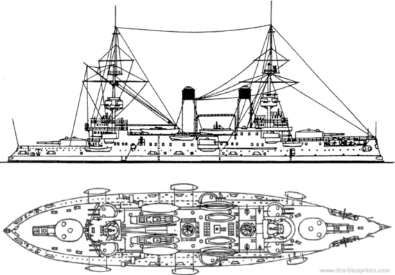 Ship Russia Tsesarevich (Battleship) (1904) - drawings, dimensions, pictures