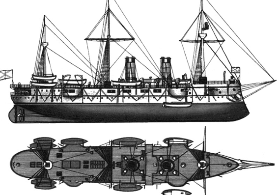 Боевой корабль Россия Vladimir Monomakh (Battleship) (1905) - чертежи, габариты, рисунки