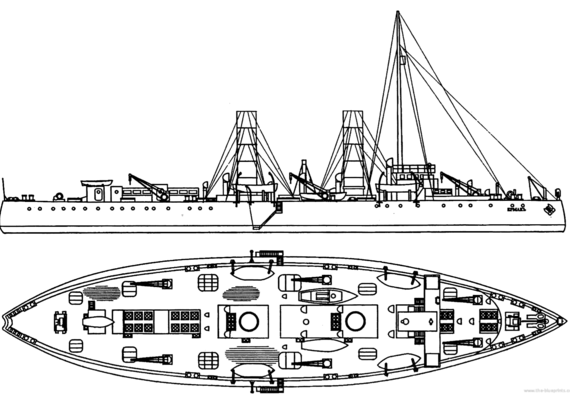 Корабль Россия Yermak (Icebraker) (1897) - чертежи, габариты, рисунки