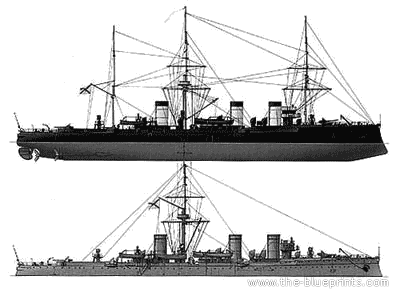 Корабль Россия Zhemchug (Cruiser) - чертежи, габариты, рисунки