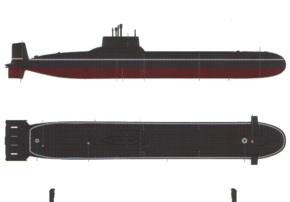 Корабль Россияn Navy Typhoon Class submarine - чертежи, габариты, рисунки