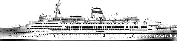 Корабль Россияn Ocean Liner - чертежи, габариты, рисунки