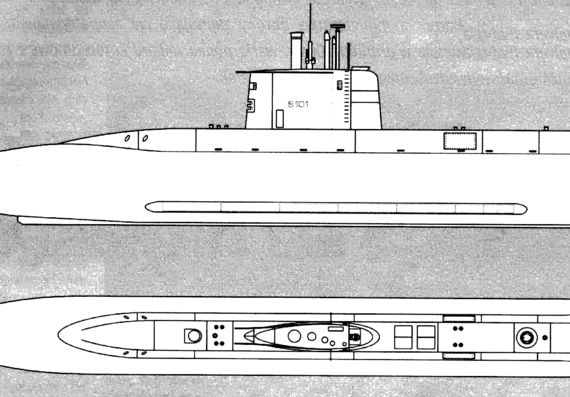 Подводная лодка SAS Manthatisi S101 (Type 209 Submarine) - чертежи, габариты, рисунки