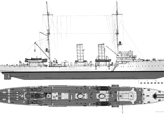 Крейсер SMS Albatross 1915 (Minelaying Cruiser) - чертежи, габариты, рисунки