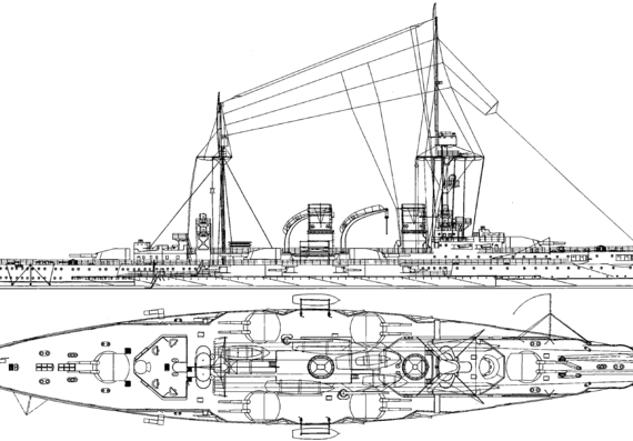 Крейсер SMS Blucher 1909 (Armored Cruiser) - чертежи, габариты, рисунки