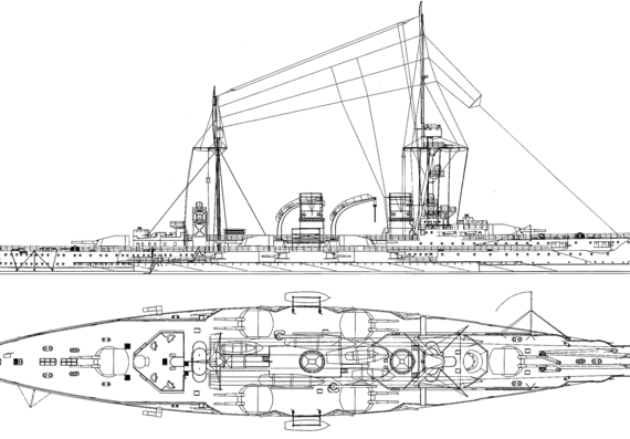 Корабль SMS Blucher (Armored Cruiser) (1909) - чертежи, габариты, рисунки