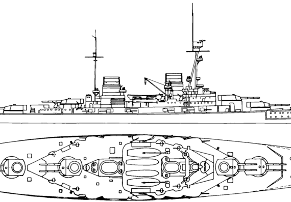 Корабль SMS Derfflinger (Battlecruiser) (1914) - чертежи, габариты, рисунки