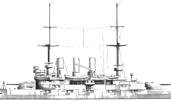 Боевой корабль SMS Deutschland (Battleship) (1903) - чертежи, габариты, рисунки