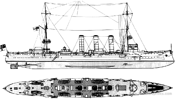 SMS Dresden cruiser - drawings, dimensions, figures