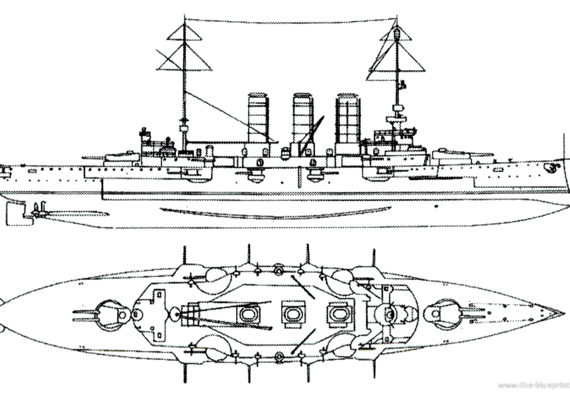 Корабль SMS Erzherzog Franz Ferdinand (Battleship) (1908) - чертежи, габариты, рисунки