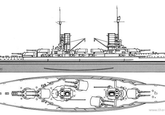 Боевой корабль SMS Friedrich der Grosse (1918) - чертежи, габариты, рисунки