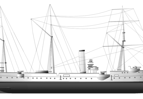 Warship SMS Geier (1890) - drawings, dimensions, pictures
