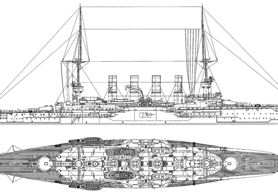 Корабль SMS Gneisenau (Armored Cruiser) (1908) - чертежи, габариты, рисунки