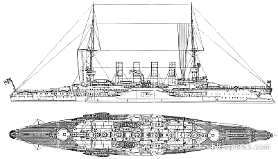 Корабль SMS Gneisenau (Armoured Cruiser) - чертежи, габариты, рисунки