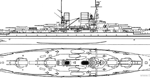 Боевой корабль SMS Graf Spee (Battleship) (1917) - чертежи, габариты, рисунки