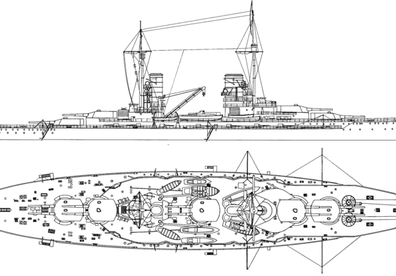 Корабль SMS Grosser Kurfurst (Battleship) (1914) - чертежи, габариты, рисунки