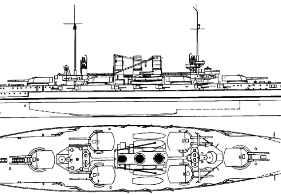 Боевой корабль SMS Helgoland (1912) - чертежи, габариты, рисунки