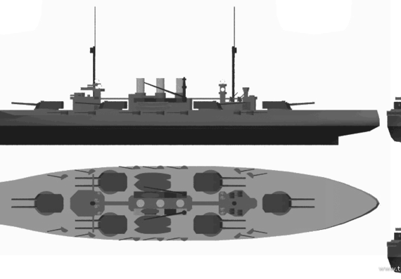 Combat ship SMS Helgoland (Battleship) - drawings, dimensions, pictures