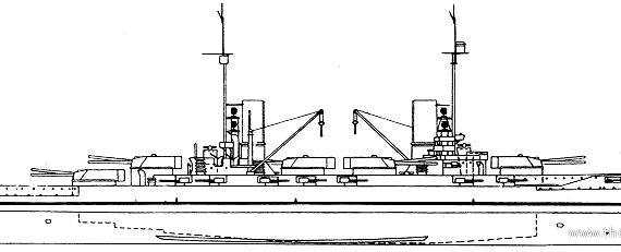 Боевой корабль SMS Kaiser (1914) - чертежи, габариты, рисунки