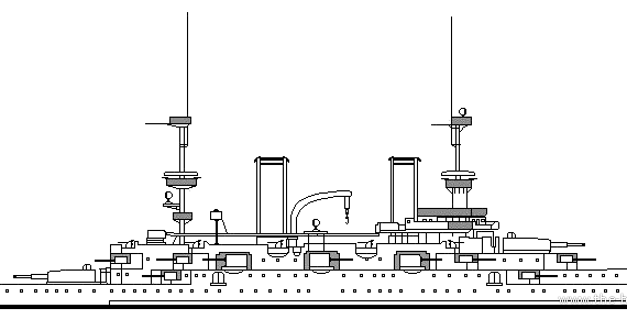 Крейсер SMS Kaiser Barbarossa (1901) - чертежи, габариты, рисунки