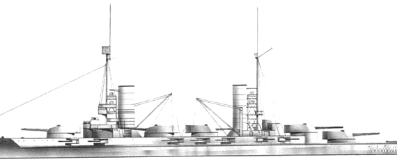 Боевой корабль SMS Kaiser (Battleship) (1909) - чертежи, габариты, рисунки
