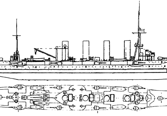 Крейсер SMS Karlsruhe 1916 (Light Cruiser) - чертежи, габариты, рисунки