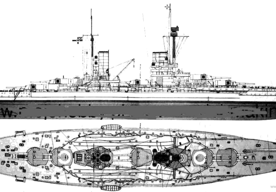 Корабль SMS Konig (Battleship) (1918) - чертежи, габариты, рисунки