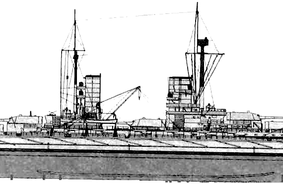 Корабль SMS Kronprinz (Battleship) (1915) - чертежи, габариты, рисунки