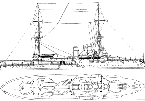 Корабль SMS Kurfurst Friedrich Wilhelm (Battleship) (1894) - чертежи, габариты, рисунки