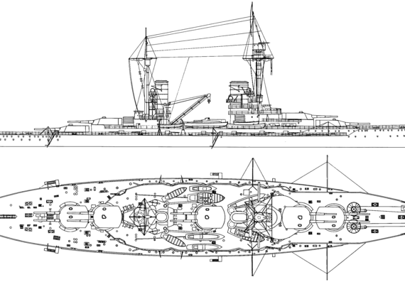 Корабль SMS Markgraf (Battleship) (1914) - чертежи, габариты, рисунки